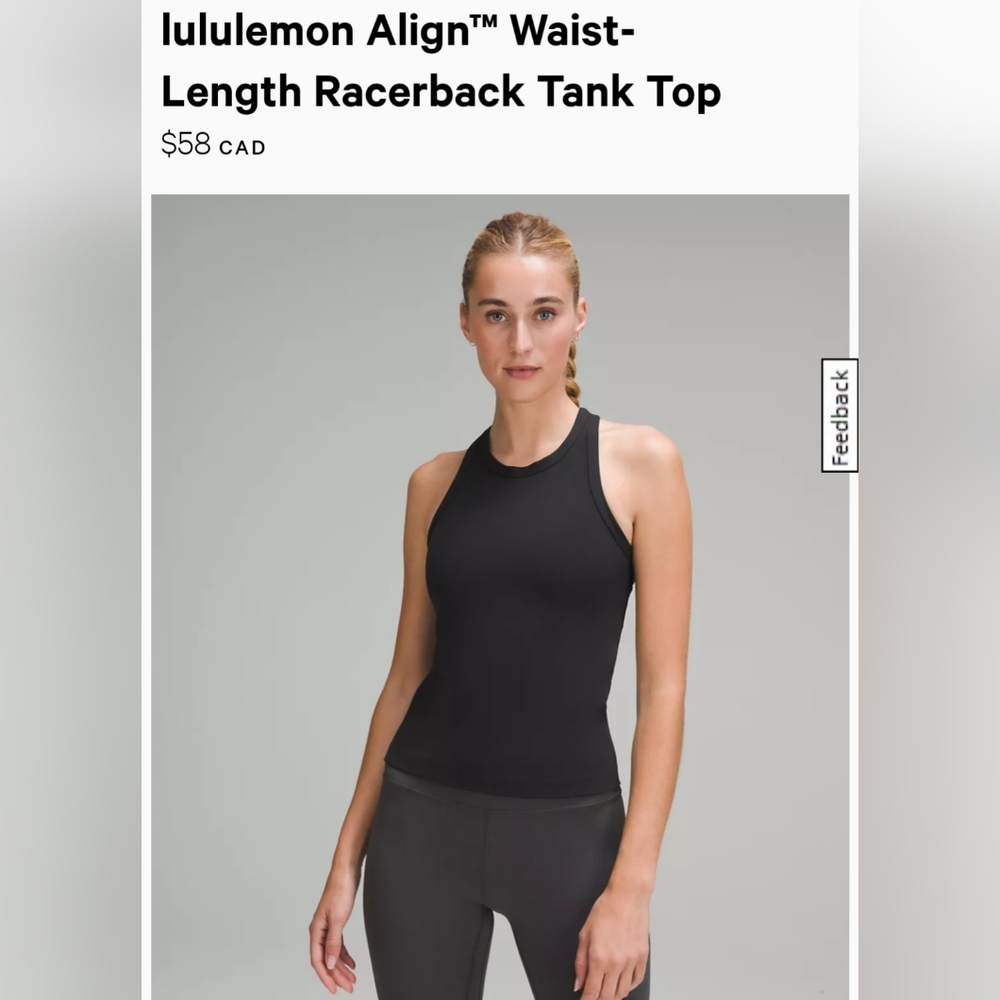 Lululemon align racer back tank / black / size 12